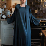 Embellished sleeve steel blue